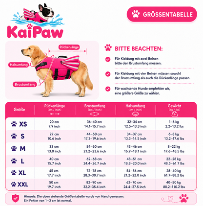 Schwimmweste für Hunde mit Kinnstütze